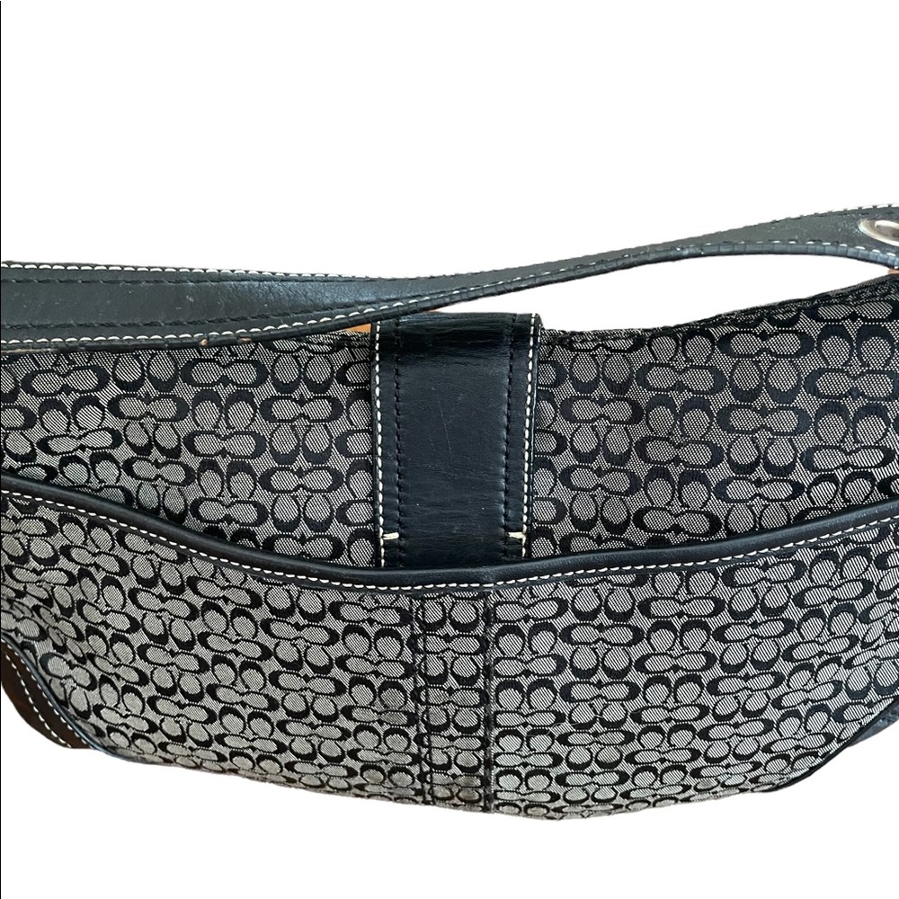 Coach Signature Soho Gray Canvas/Leather trim Buckle Bag. - Picture 3 of 9